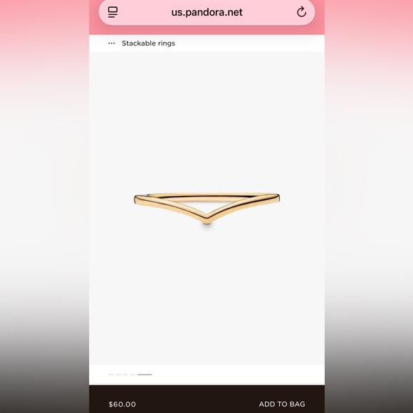 Pandora 14k Gold Plated Polished Wishbone Ring- Size 10 - Picture 8 of 8